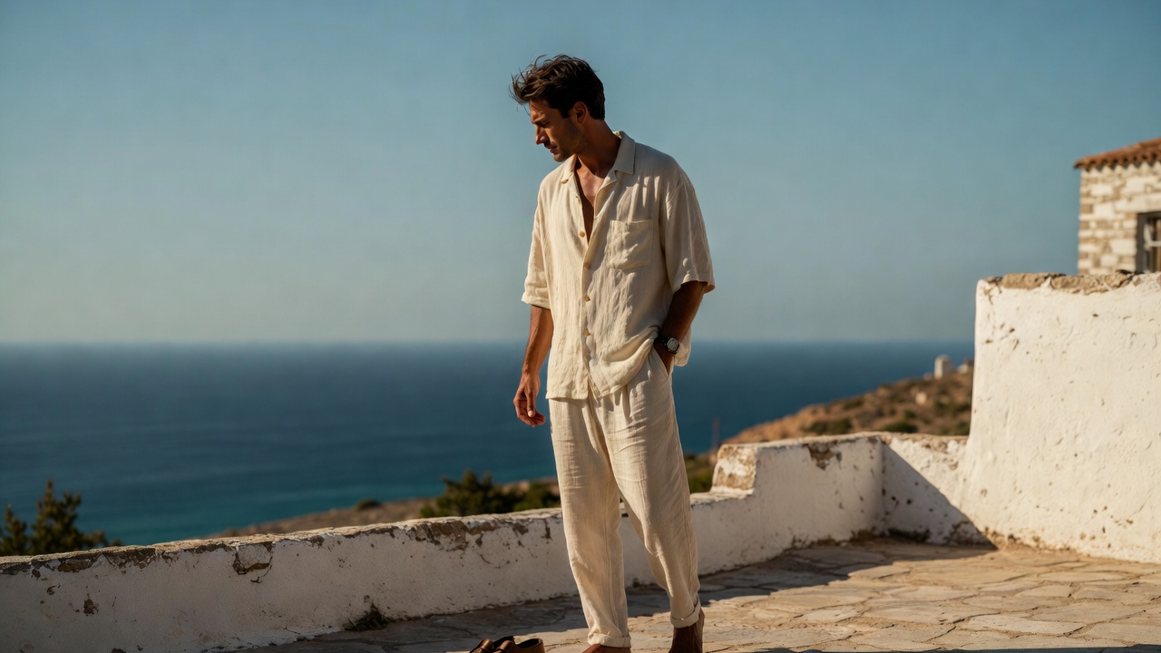 Linen mens outfit sets for summer