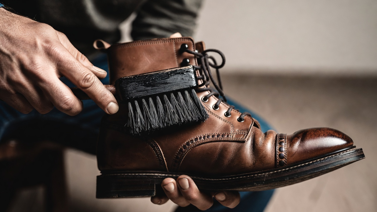 Men's Shoe Care: Save $50 Leather Boots with $10 Brush