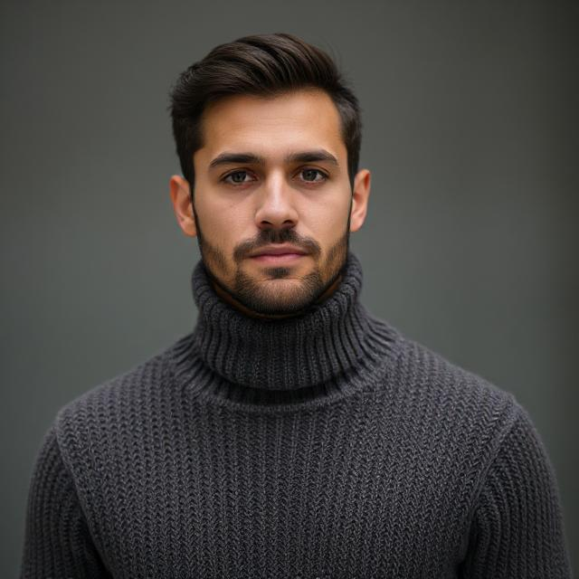 man wearing a turtle neck sweater