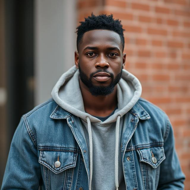 black man wearing a denim jacket