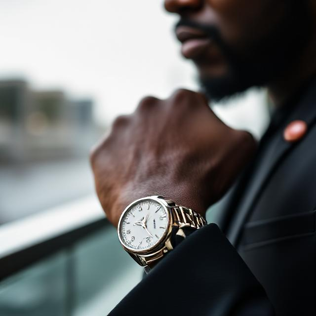 black man wearing a luxury watch