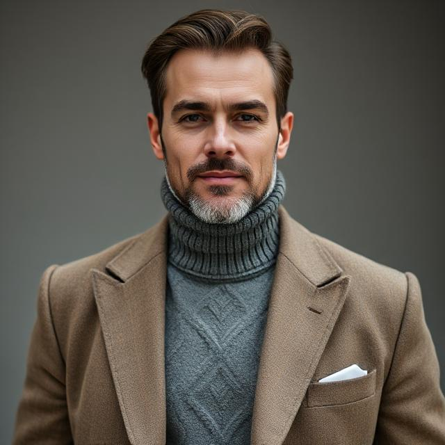 man wearing turtle neck with a blazer