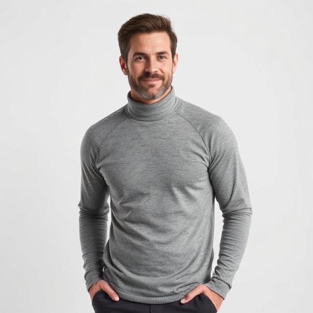 a man wearing a lightweight, moisture-wicking base layer and a mid-layer such as a sweater or fleece