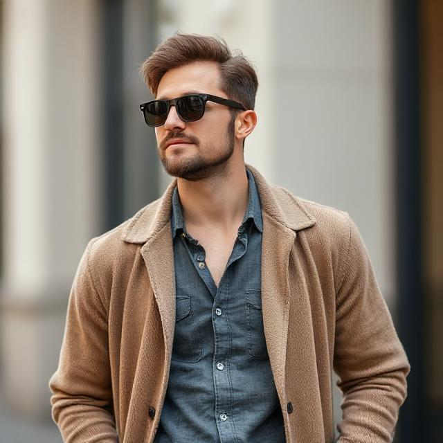 a man wearing shades a lightweight cardigan or jacket over your daytime outfit